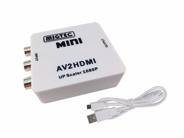 Mini conversor AV para HDMI com áudio L,R - ELMAH
